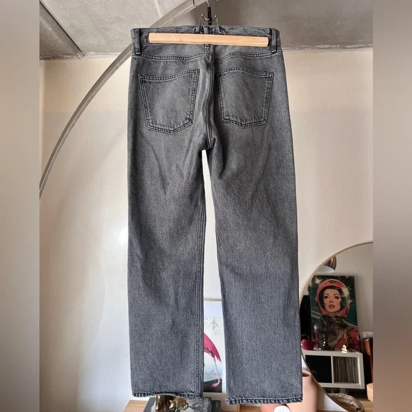 Agolde "Ripley" Cropped Charcoal Wide Leg Jeans - Sz 27 x 26" Inseam - Picture 2 of 13